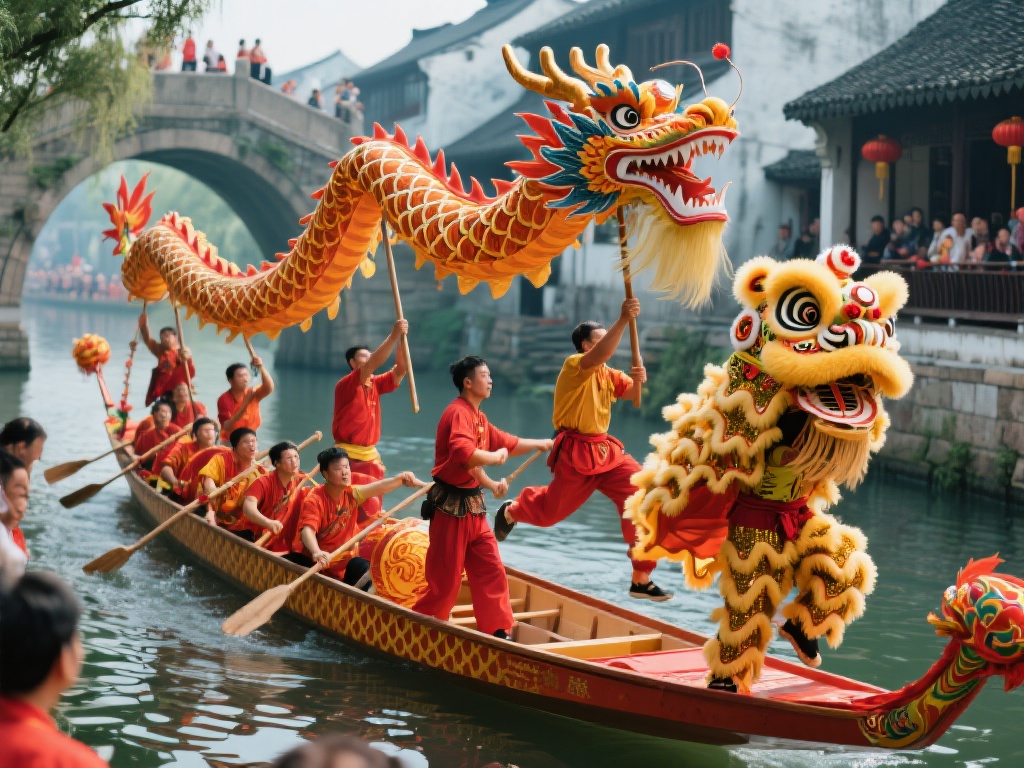 江南奇缘:舞龙舞狮与钻石联赛选手的动感交汇 舞龙舞狮与赛龙舟是中国传统文化的重要组成